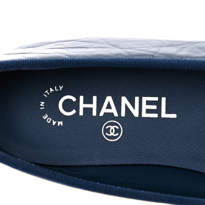 Chanel Lambskin CC Cap Toe Ballerina Flats 39 Navy Blue 7 of 10