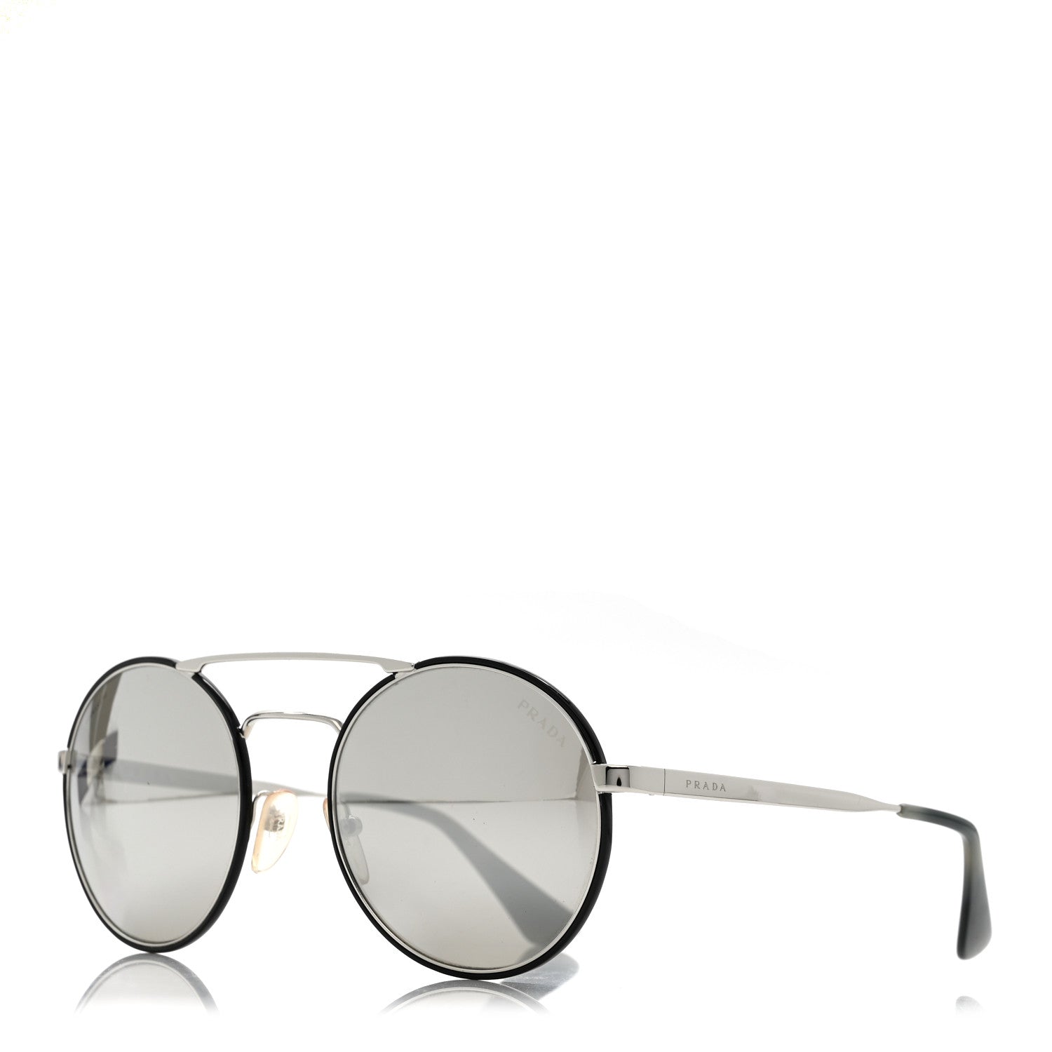 Prada Round Sunglasses SPR 51S Black Silver 1 of 8