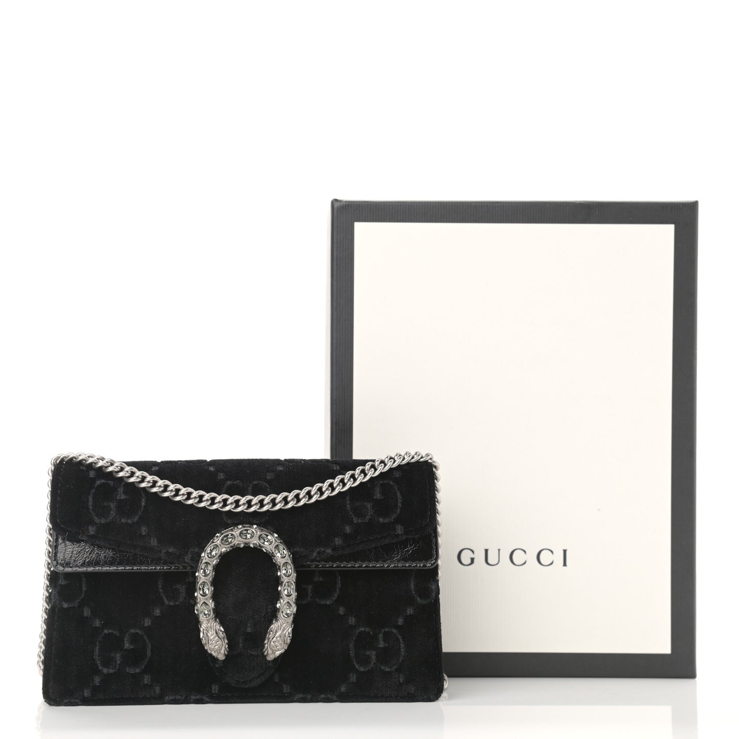Velvet GG Monogram Super Mini Dionysus Shoulder Bag Black