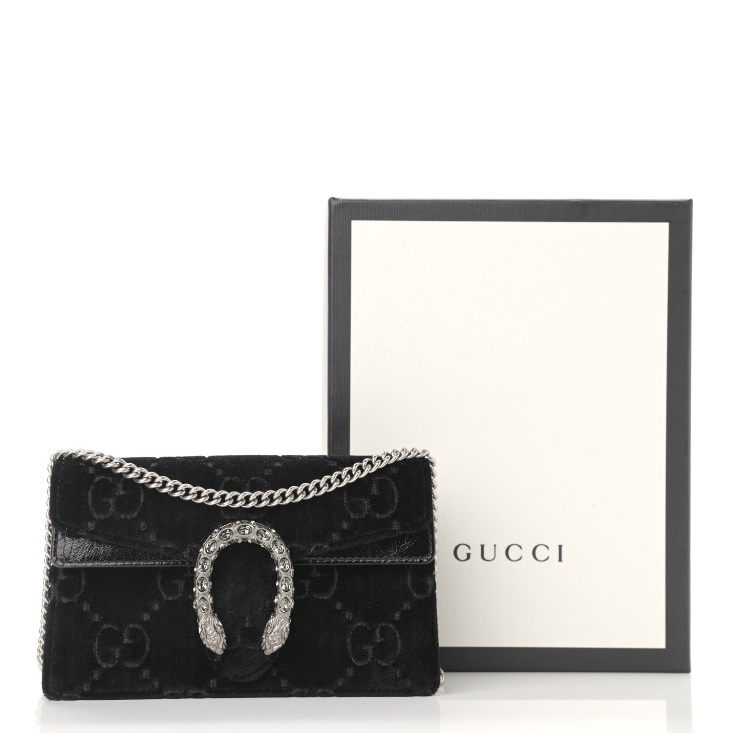 Gucci Velvet GG Monogram Super Mini Dionysus Shoulder Bag Black 10 of 10