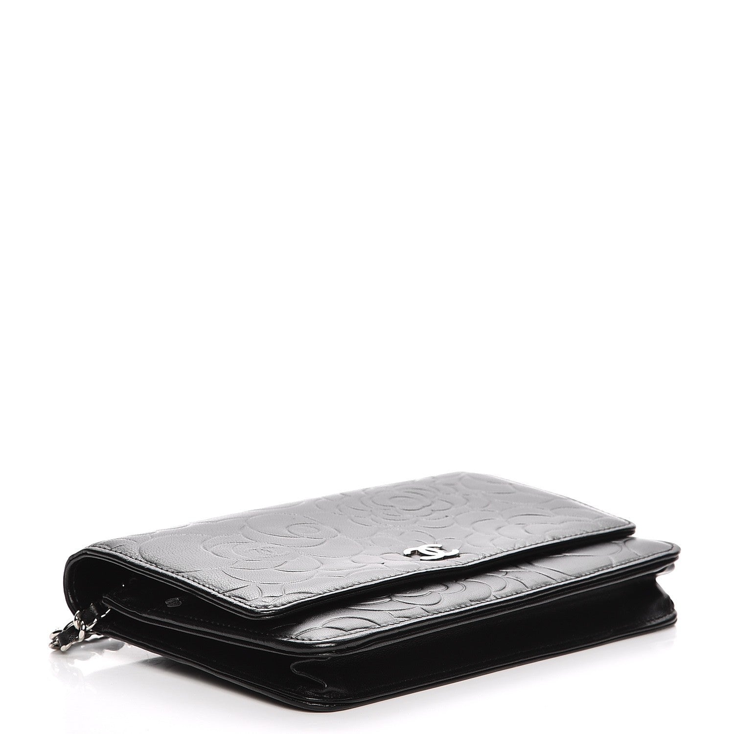 Chanel Lambskin Camellia Wallet on Chain WOC Black 4 of 9