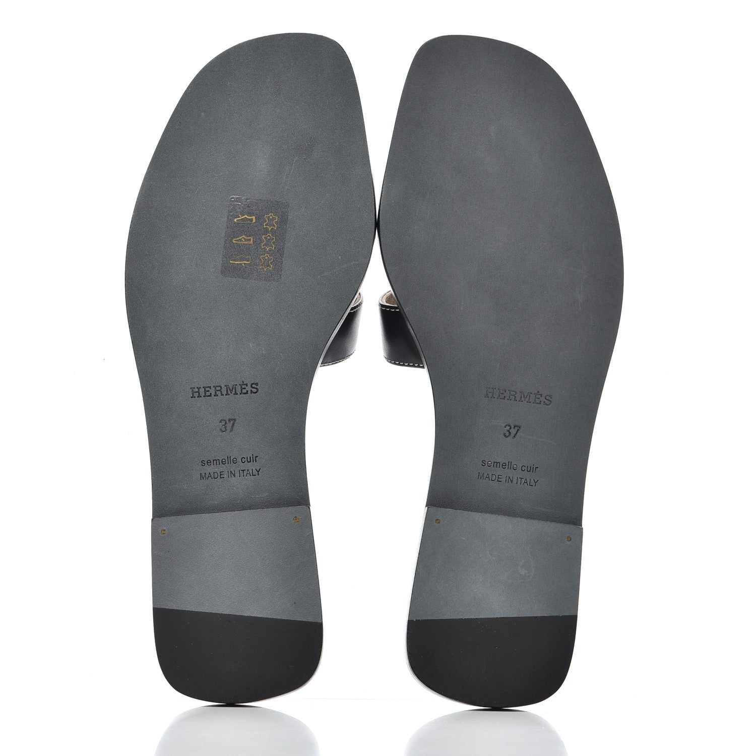 Hermes Box Calfskin Oran Sandals 37 Black 5 of 13