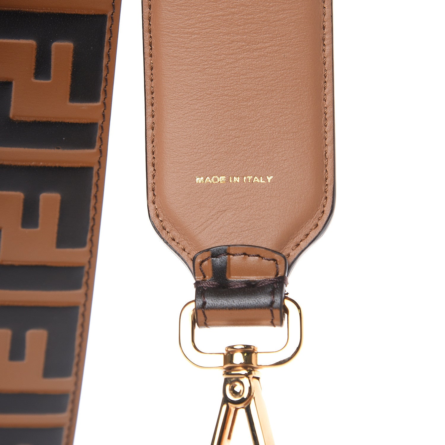 Fendi Calfskin FF 1974 Embossed Strap You Tobacco Black 4 of 5