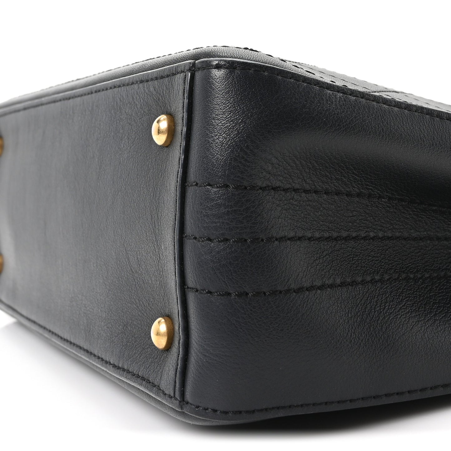 Bullskin Stitched Bi-Color Medium Shopping Tote Black