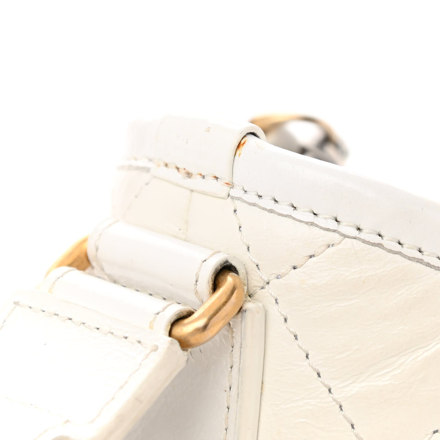 Chanel Aged Calfskin Quilted Small Gabrielle Hobo White 14 of 15
