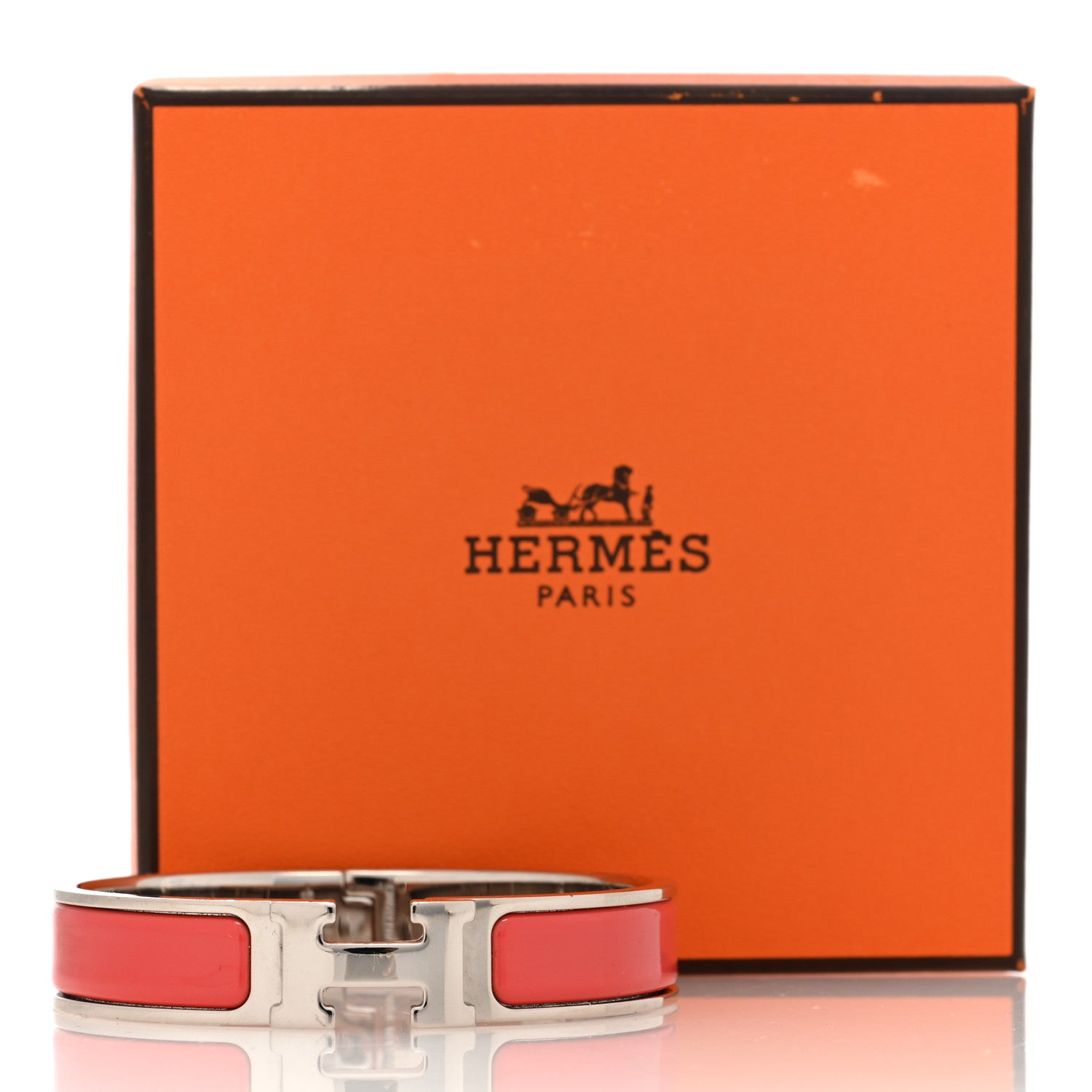 Hermes Enamel Narrow Clic Clac H Bracelet PM Rouge Corail 5 of 5
