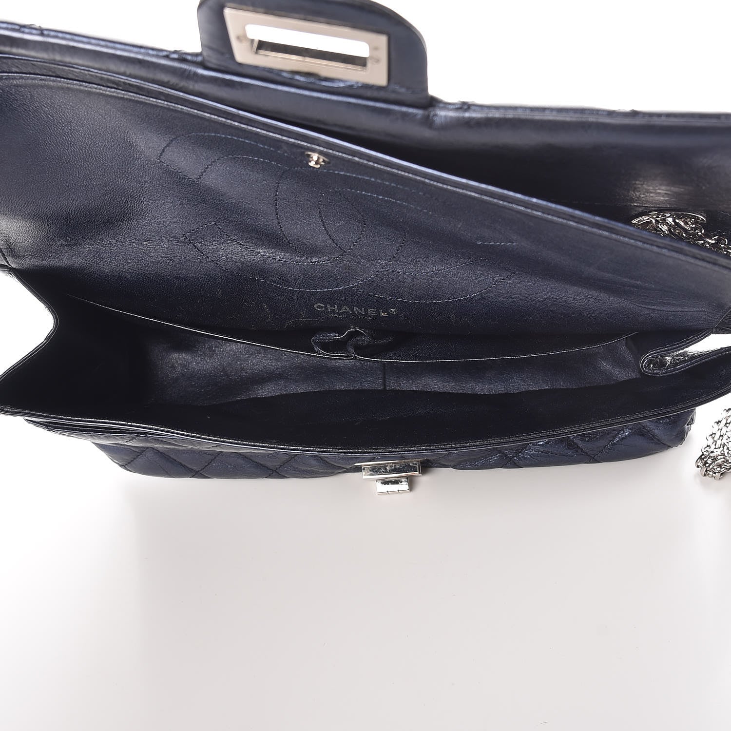 Chanel Metallic Aged Calfskin Quilted 2.55 Reissue 228 Flap Blue 5 of 14