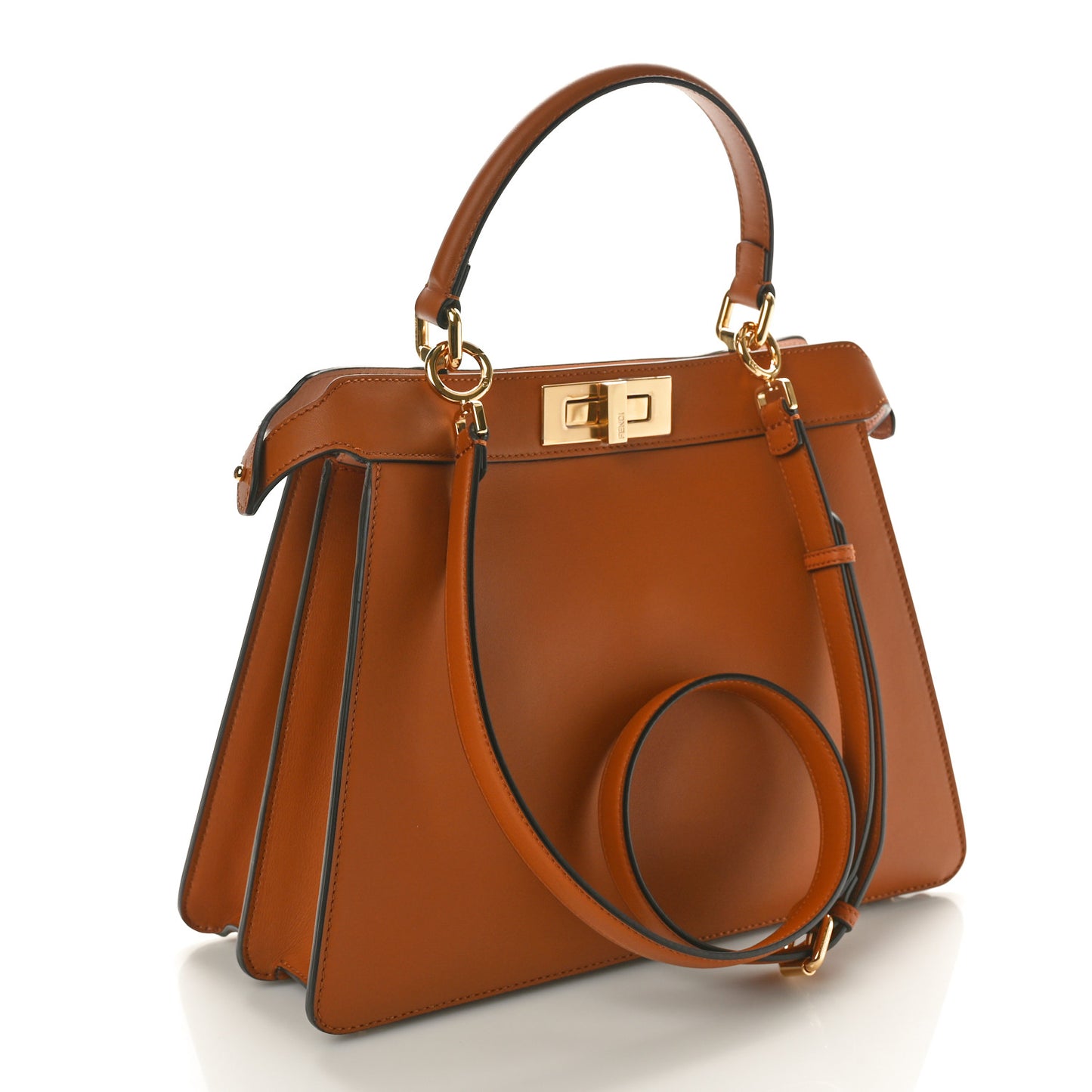 Vitello Seta Shiny Nappa Medium Peekaboo I SEE U Satchel Brandy Light Rose