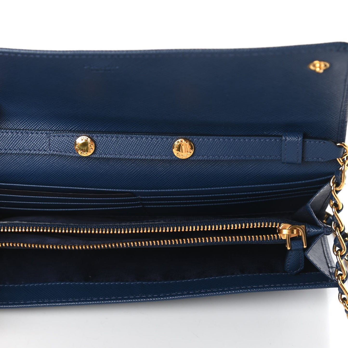 Saffiano Metal Oro Chain Wallet Bleuette