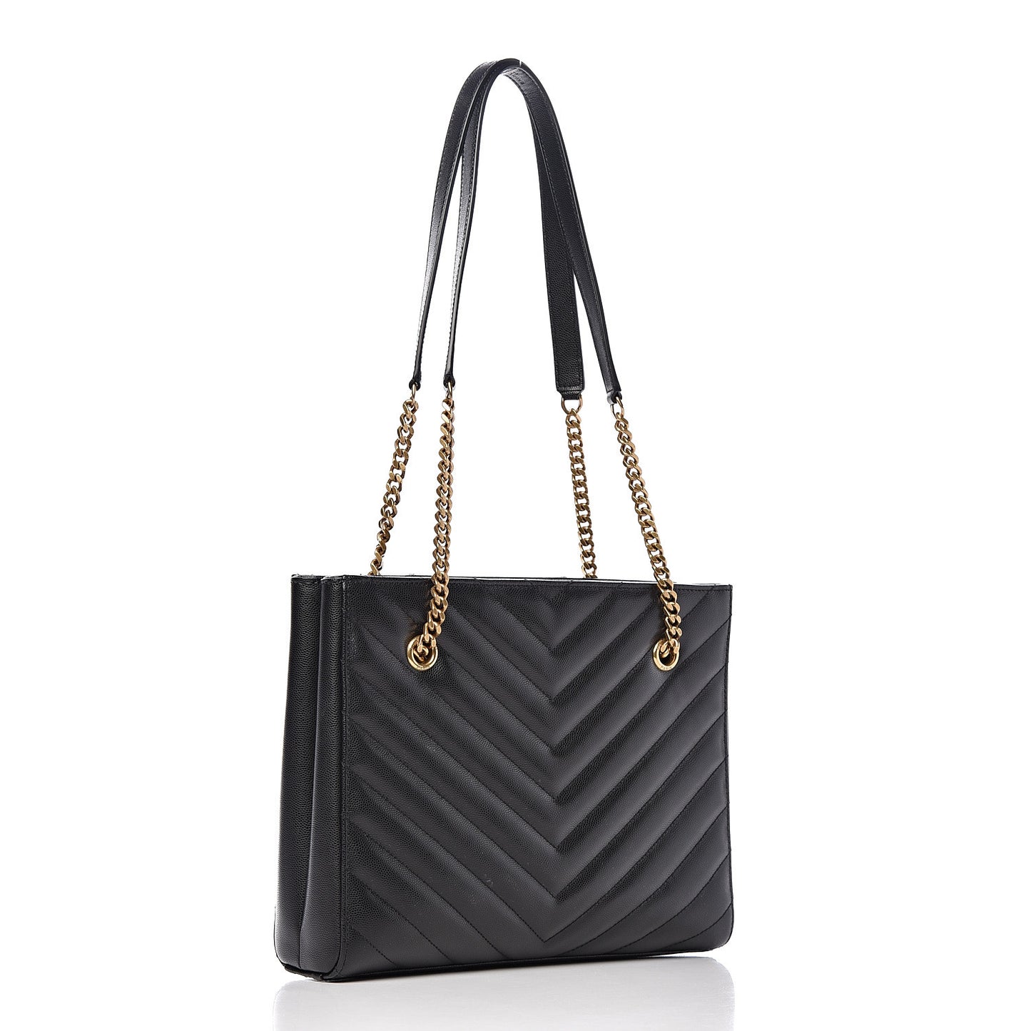 Grain De Poudre Matelasse Chevron Small Tribeca Shopping Bag Black