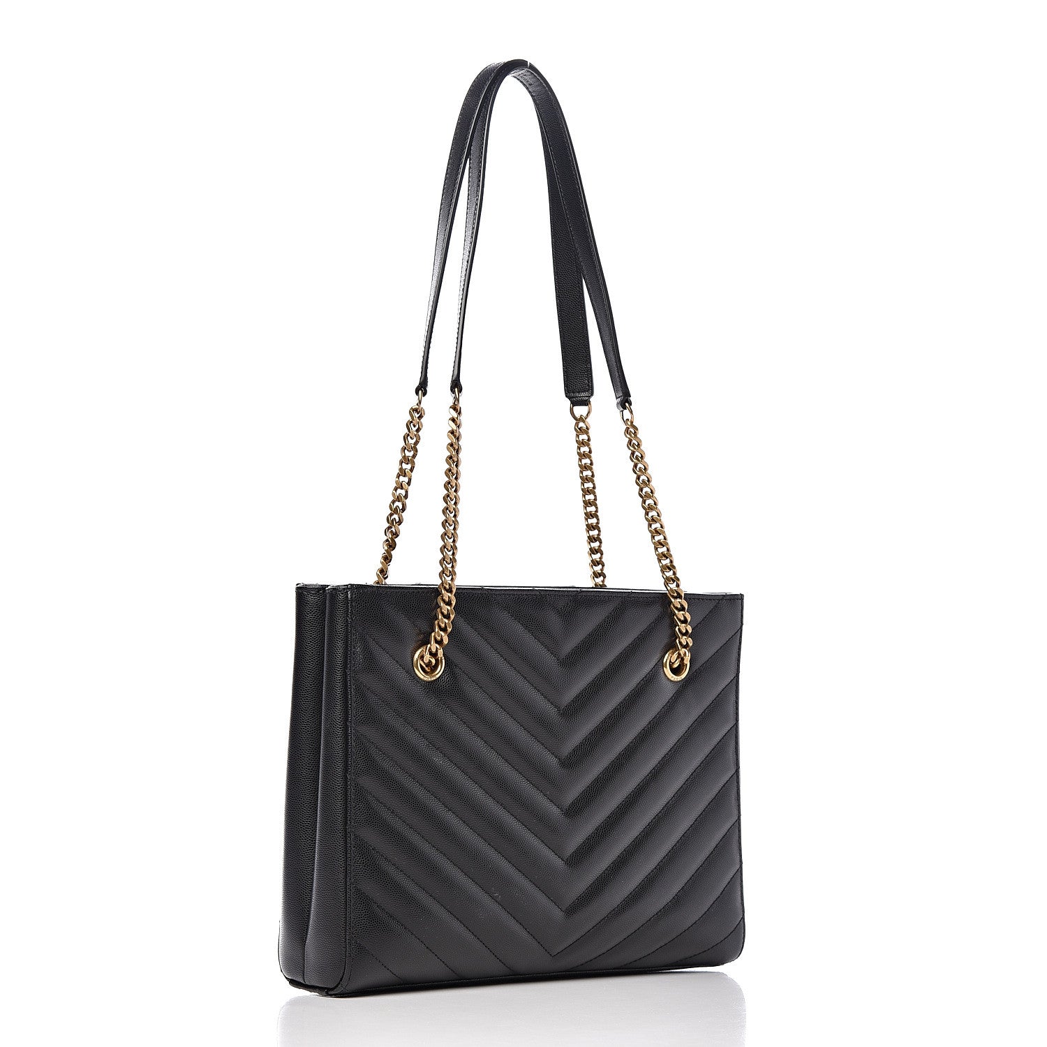 Saint Laurent Grain De Poudre Matelasse Chevron Small Tribeca Shopping Bag Black 3 of 12