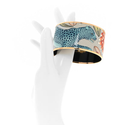 Hermes Enamel Printed Marche de Savana Extra Wide Bracelet 70 Romantique 2 of 6