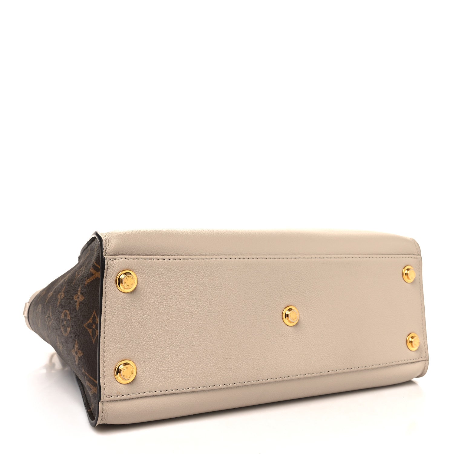 Louis Vuitton Calfskin Monogram On My Side MM Greige 4 of 11