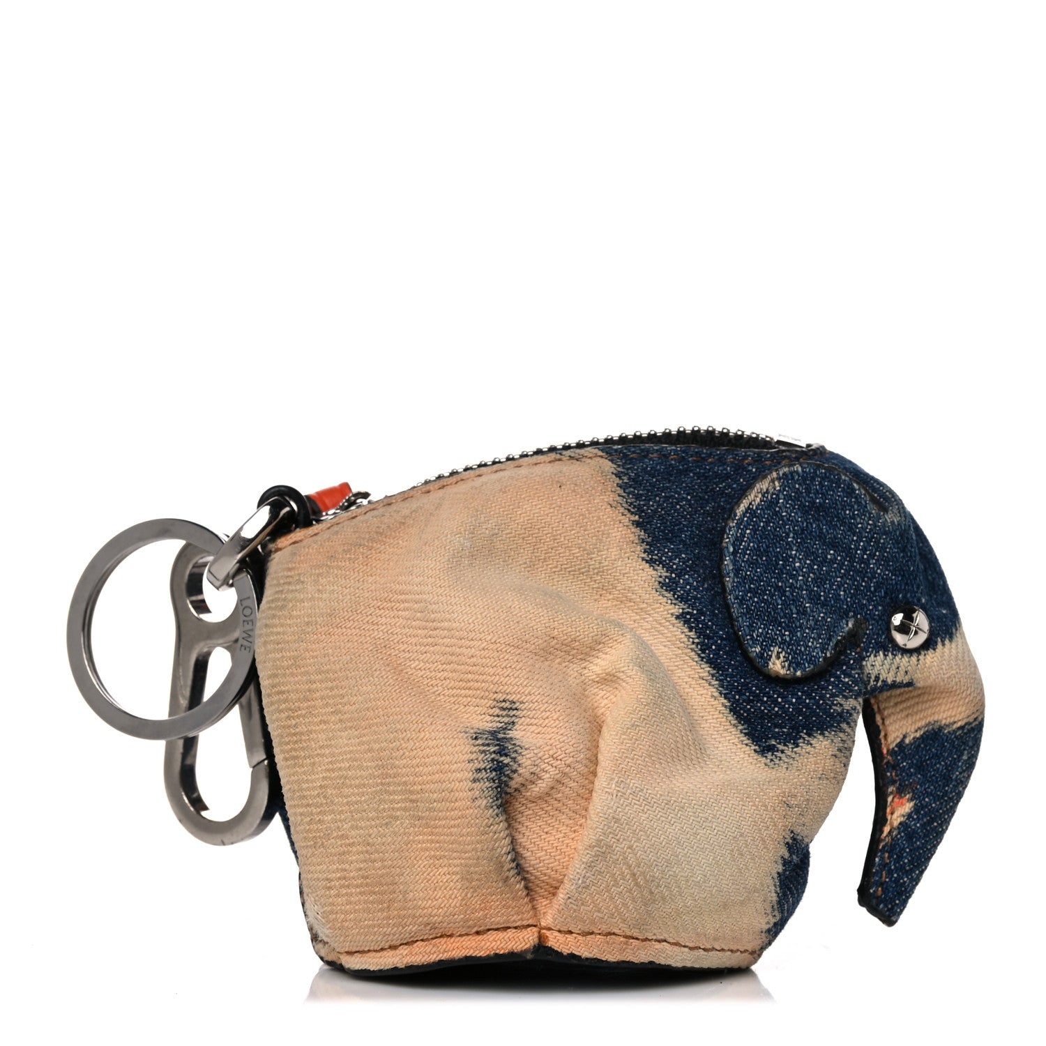 Loewe Denim Calfskin Elephant Coin Purse Bag Charm Key Holder Blue Multicolor 3 of 15