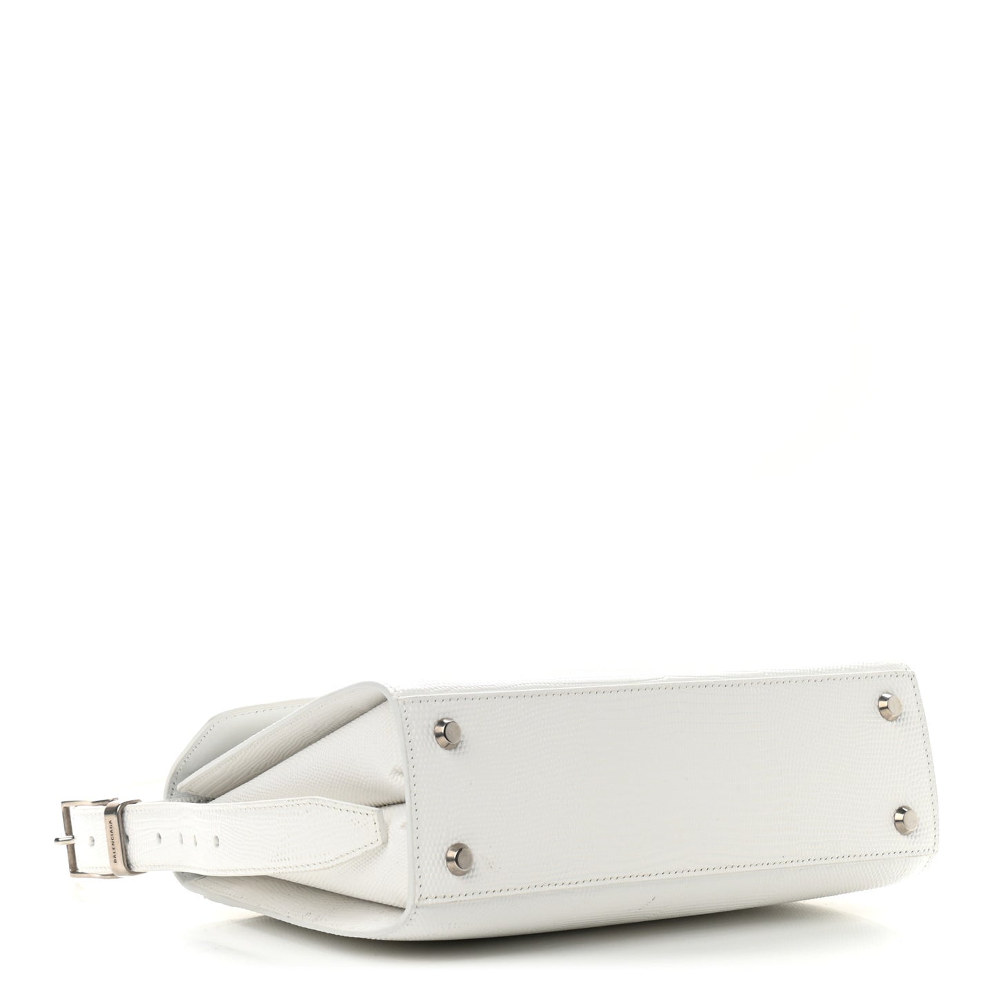 Patent Calfskin Lizard Embossed Medium Ghost Shoulder Bag Optic White