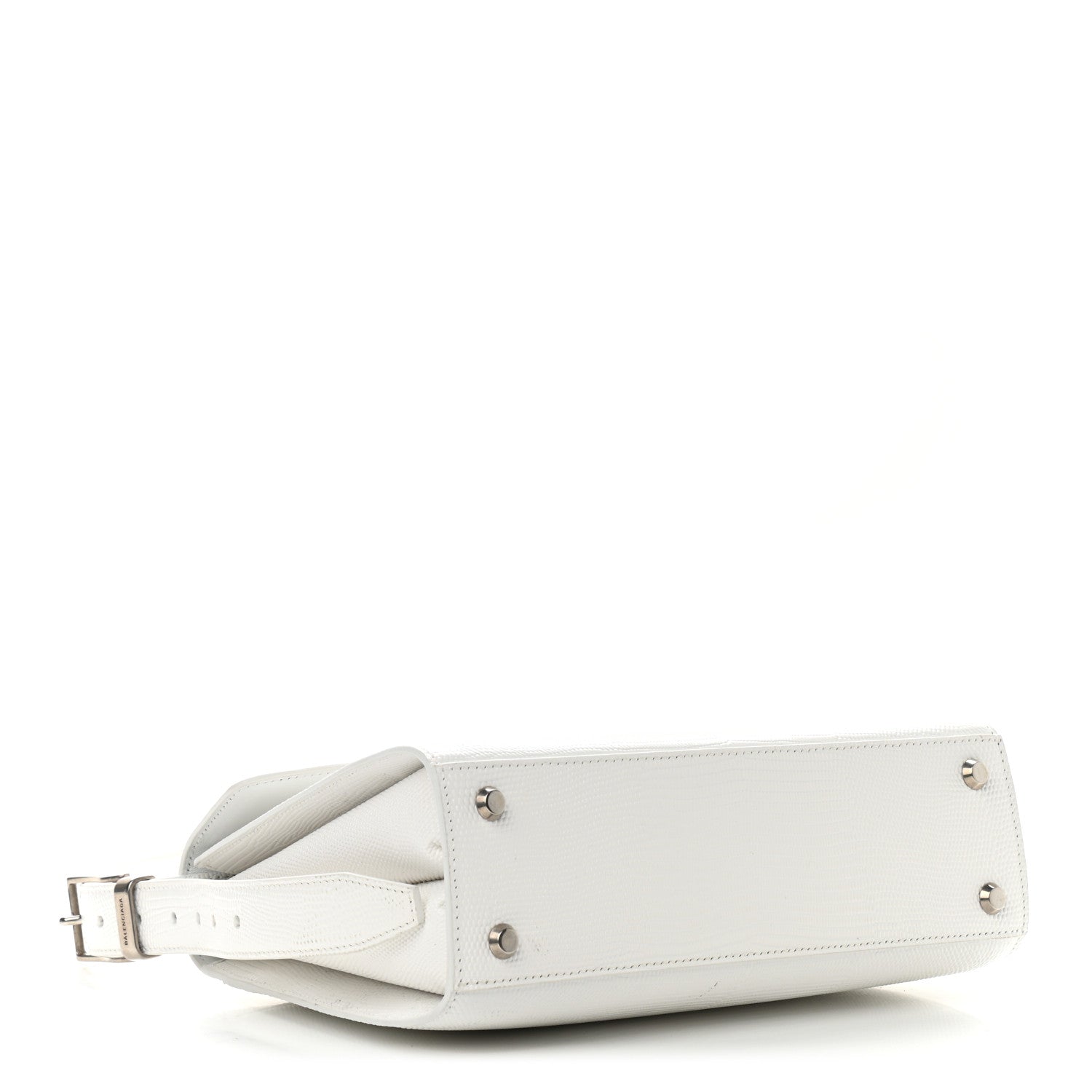 Balenciaga Patent Calfskin Lizard Embossed Medium Ghost Shoulder Bag Optic White 4 of 13