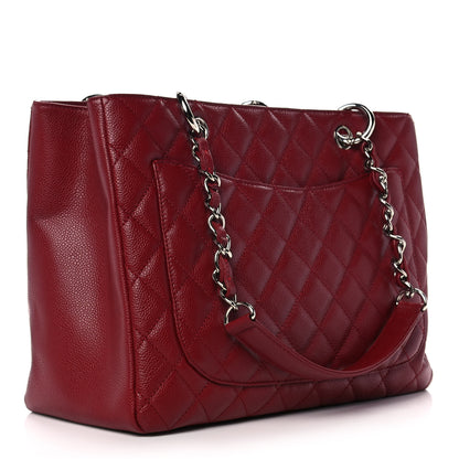 Chanel Caviar Quilted Grand Shopping Tote GST Dark Red 2 of 9