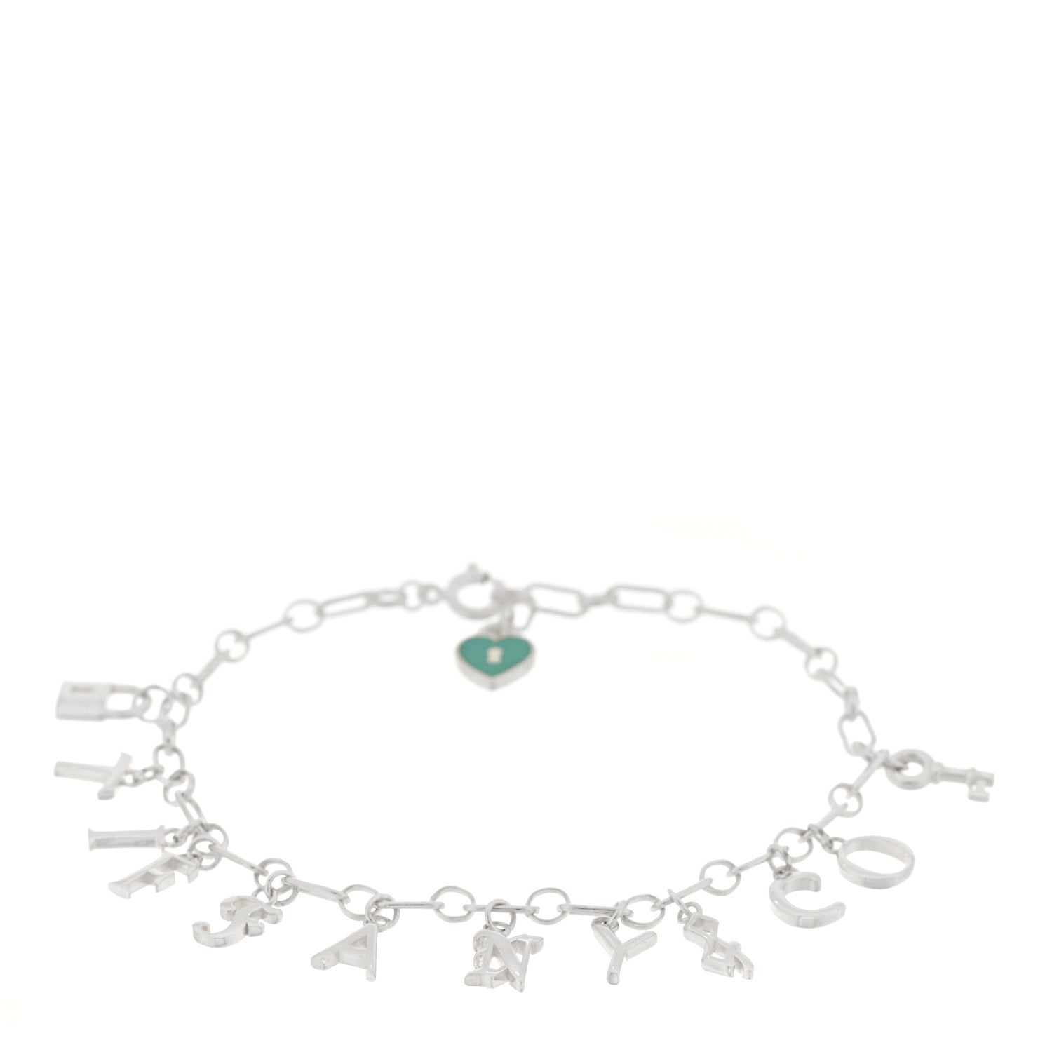 Tiffany Sterling Silver Enamel Love Notes Logo Charm Bracelet Blue 1 of 3