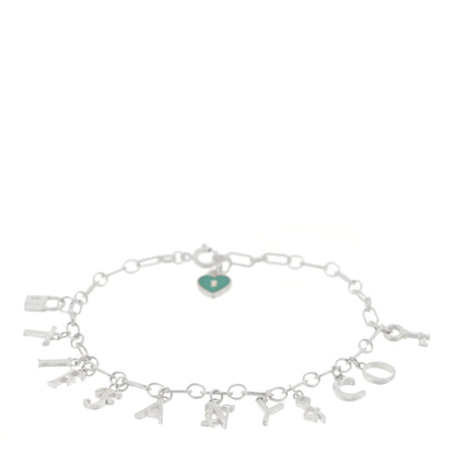 Tiffany Sterling Silver Enamel Love Notes Logo Charm Bracelet Blue 1 of 3