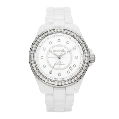 Chanel Stainless Steel Ceramic Diamond Bezel 38mm J12 Automatic Watch White 1 of 5