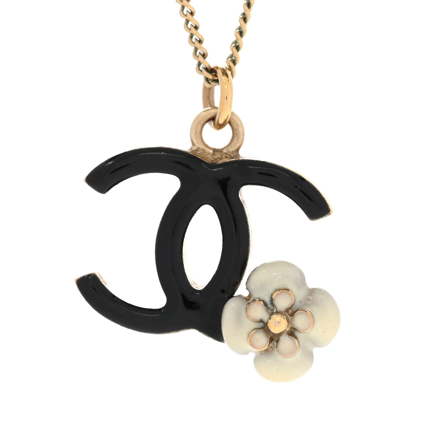 Chanel Enamel CC Camellia Necklace Gold 4 of 6