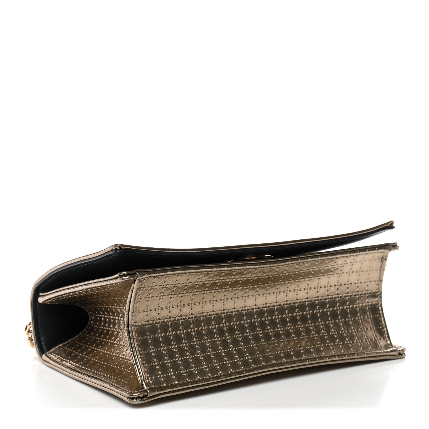 Christian Dior Metallic Patent Micro-Cannage Small Diorama Flap Bag Gold 4 of 12