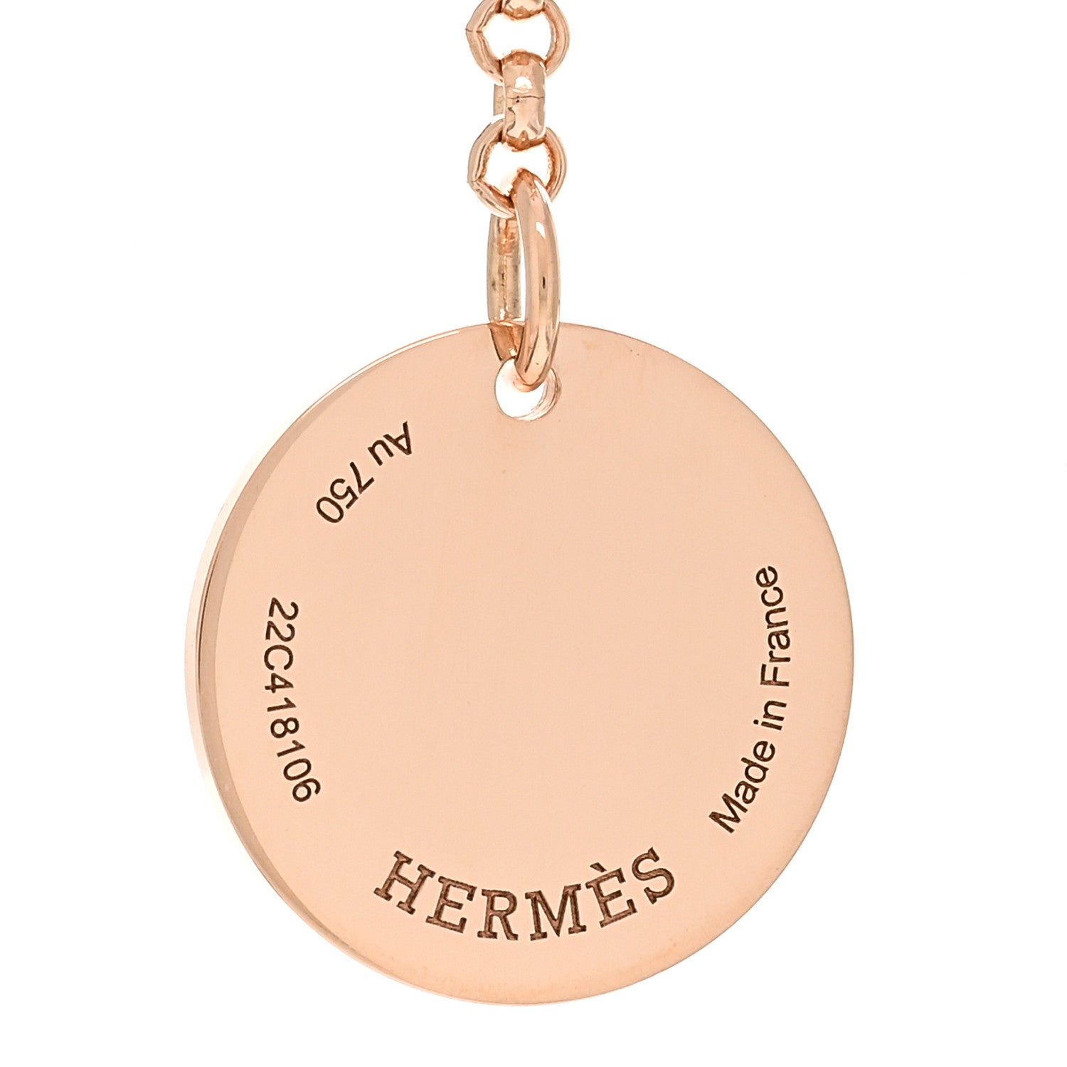Hermes 18K Rose Gold Diamond PM Ex-Libris Pendant Necklace 4 of 5