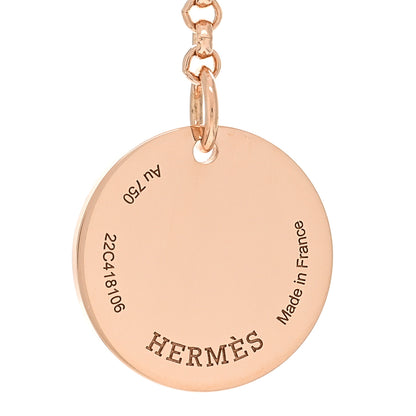 Hermes 18K Rose Gold Diamond PM Ex-Libris Pendant Necklace 4 of 5