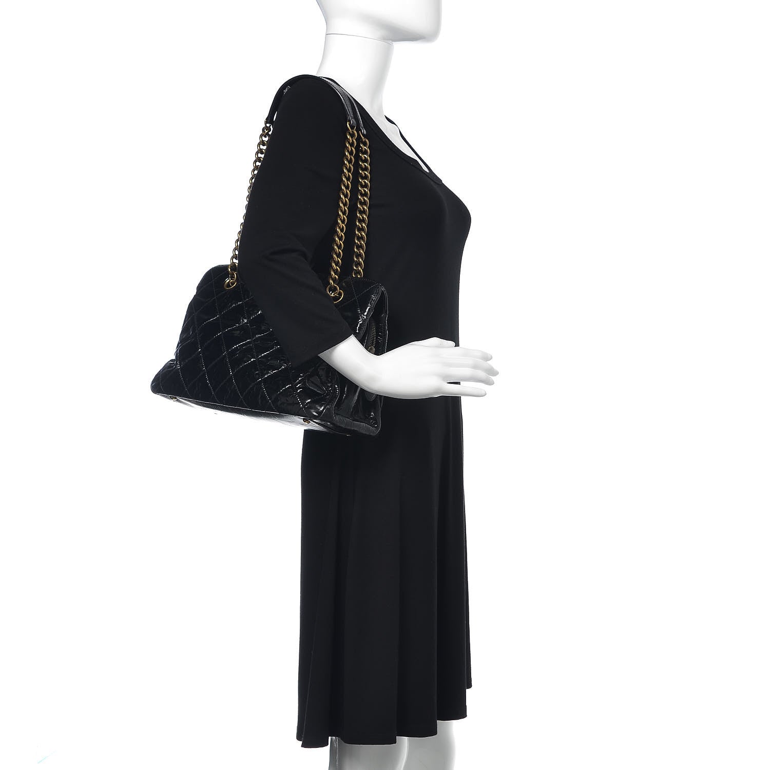 Chanel Glazed Crackled Calfskin Small Reissue Tote Black 2 of 11