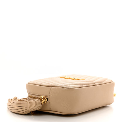 Saint Laurent Grain De Poudre Matelasse Monogram Mini Lou Camera Bag Dark Beige 4 of 10