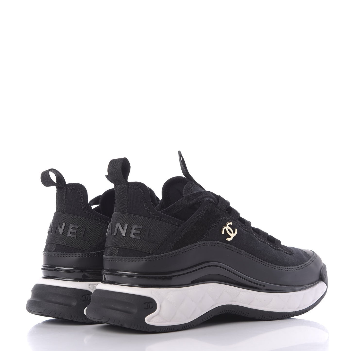 Velvet Calfskin Mixed Fibers CC Sneakers 37 Black