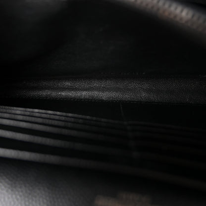 Saint Laurent Grain De Poudre Matelasse Chevron Monogram Monochrome Envelope Chain Wallet Black 5 of 10