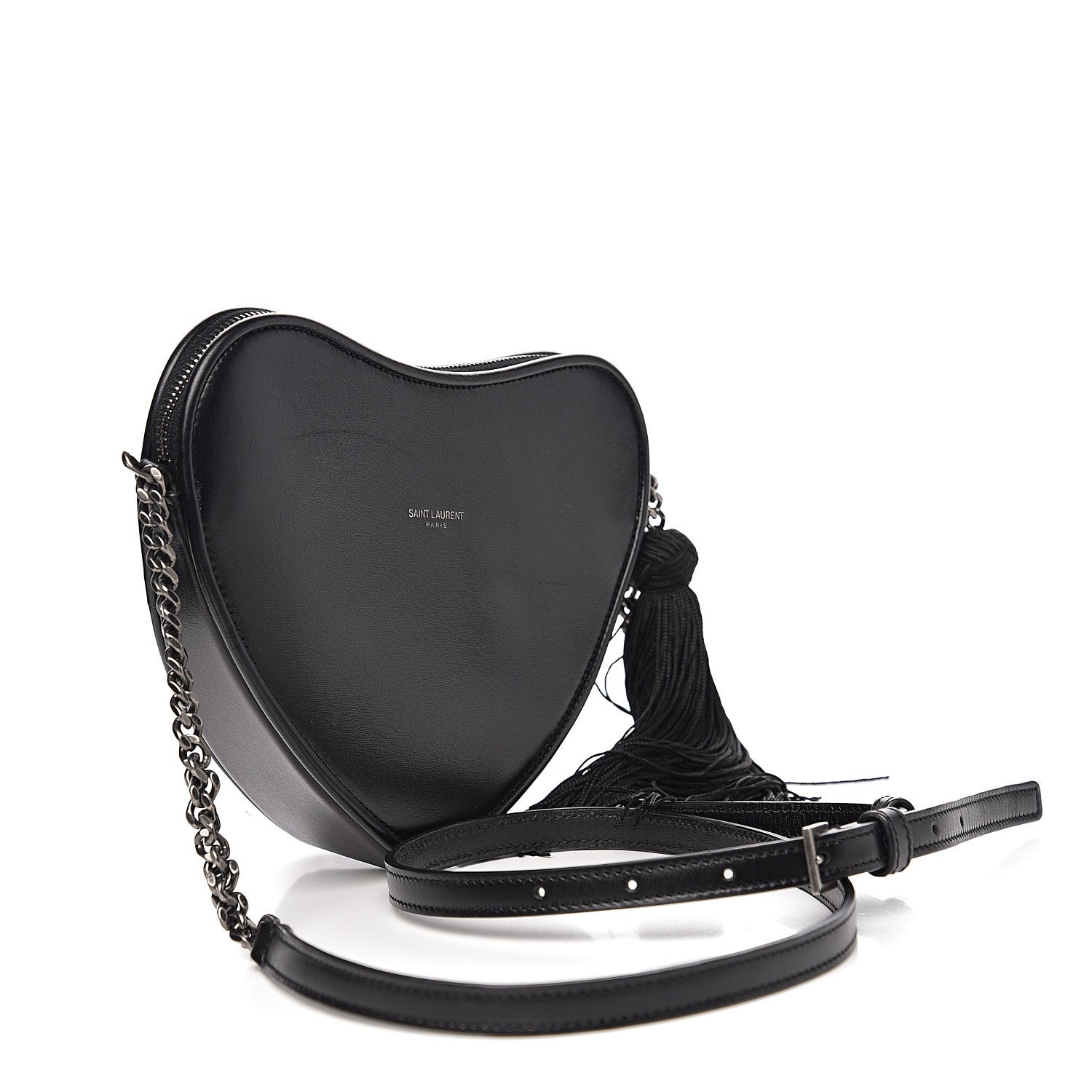Saint Laurent Calfskin Heart Monogram Crossbody Black 2 of 7