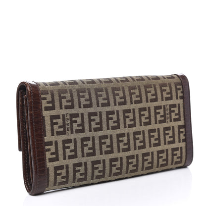 Fendi Zucchino Vitello Continental Wallet Mogano Panna Bruciato 2 of 10