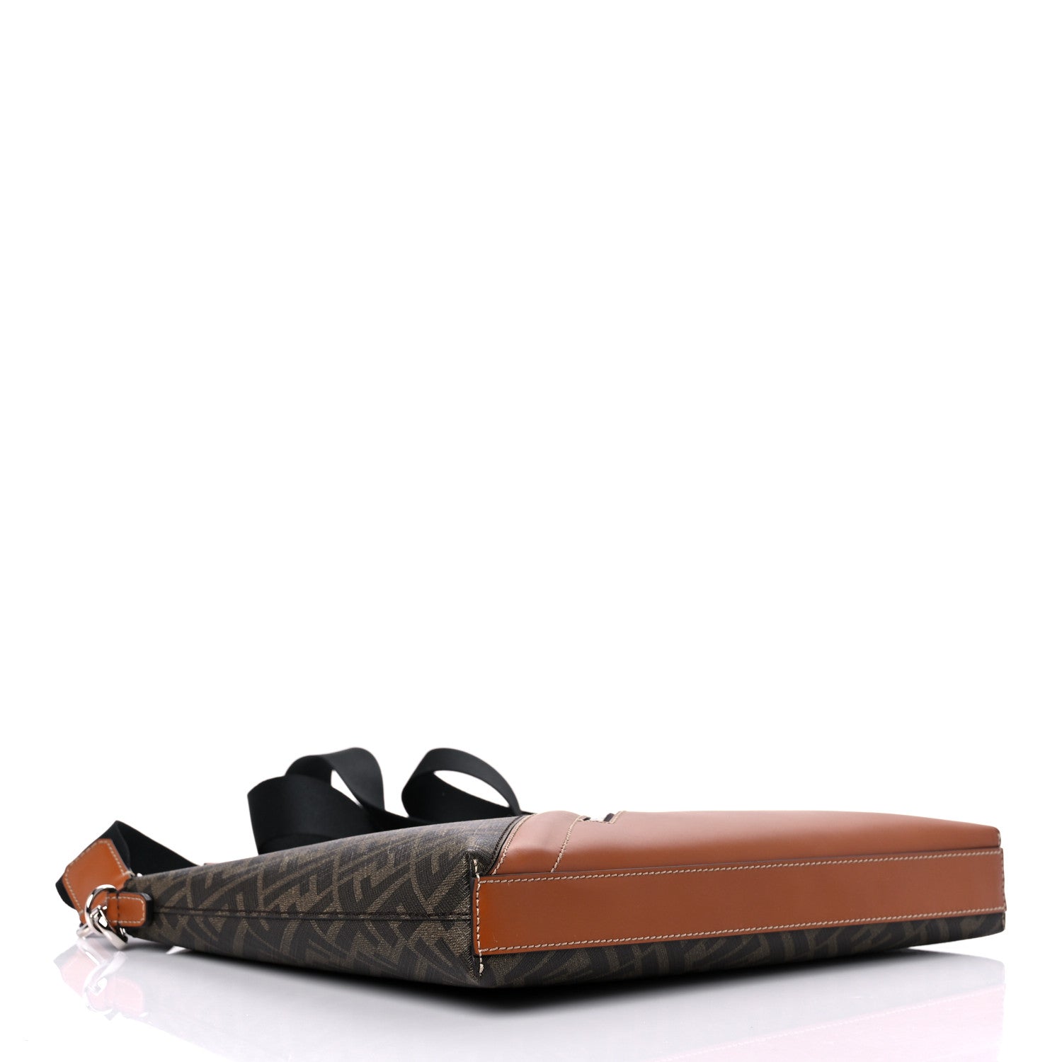 Fendi Glazed Fabric Vitello King FF 1974 Diagonal Medium East West Messenger Tobacco Moro Cuoio 3 of 10