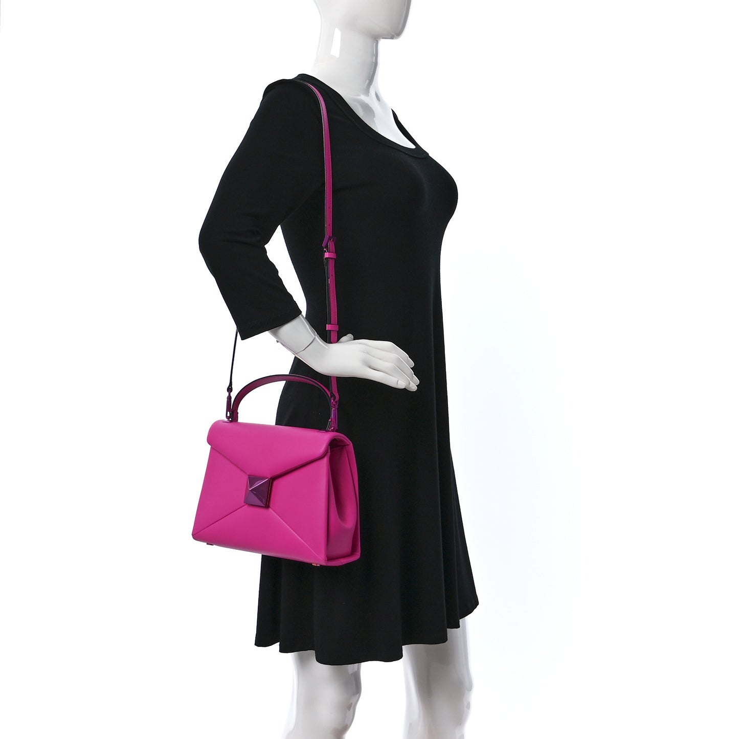 Nappa Tonal Monochrome Small One Stud Top Handle Bag Pink PP