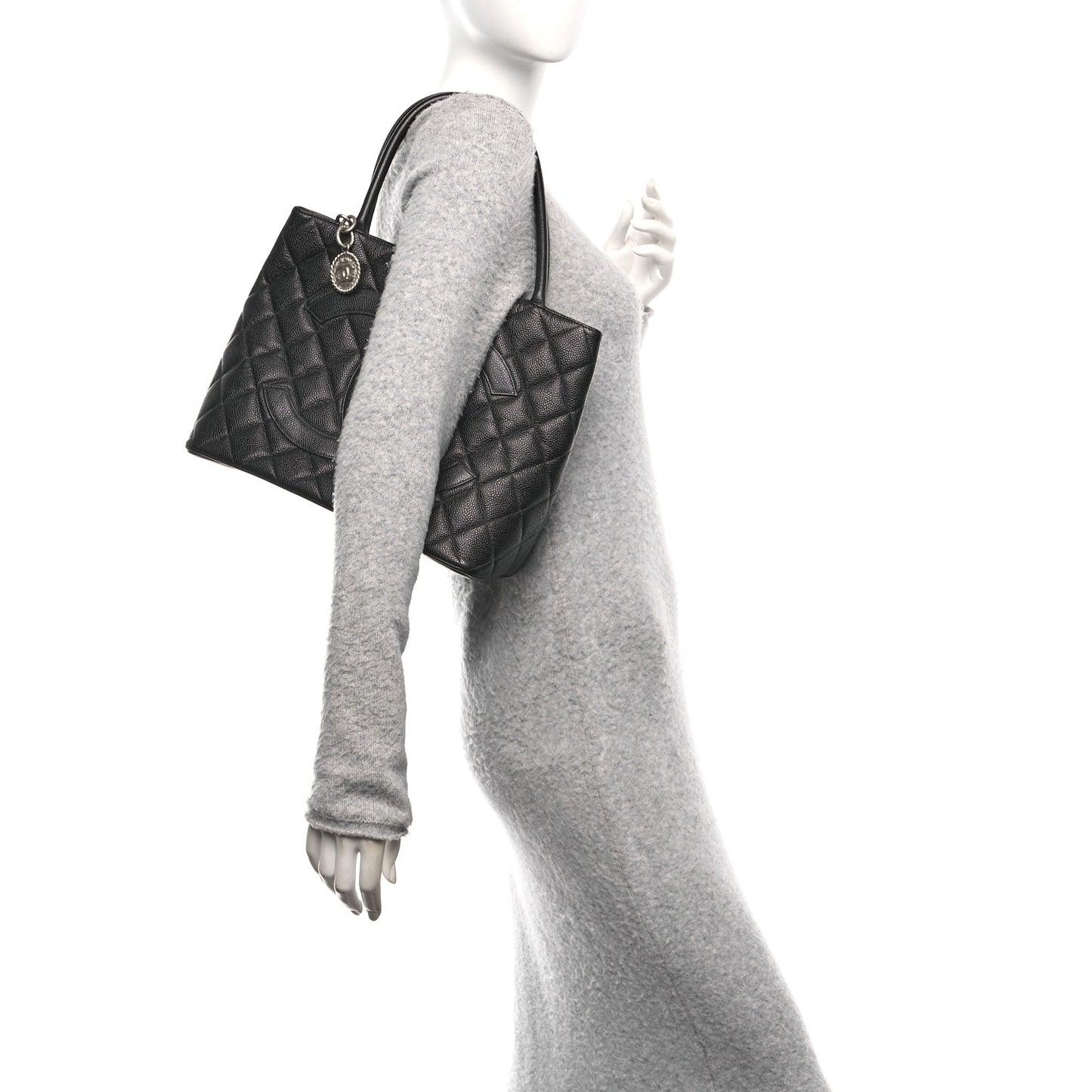 Caviar Quilted Medallion Tote Black