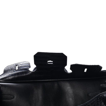 Hermes Matte Porosus Crocodile Birkin 35 Black 16 of 31