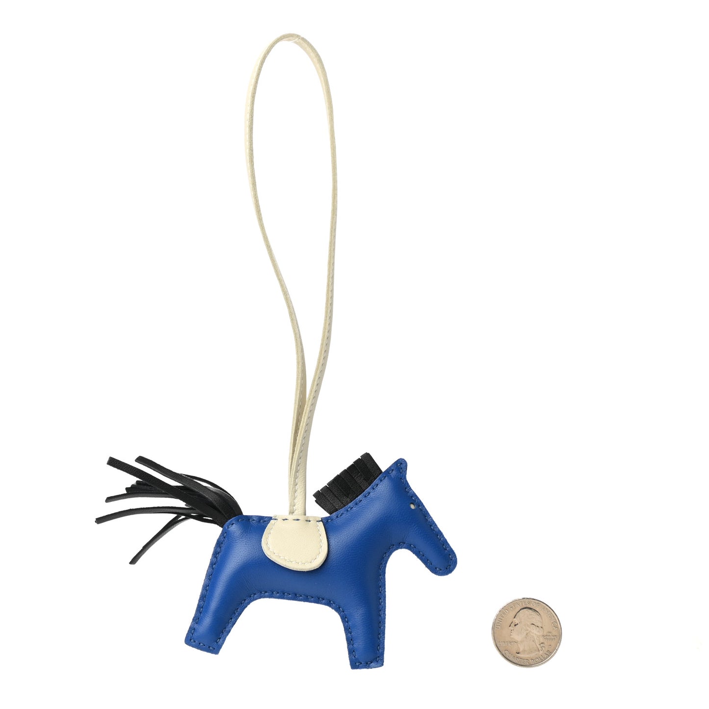 Milo Lambskin Grigri Rodeo Horse Bag Charm PM Bleu France Nata Black