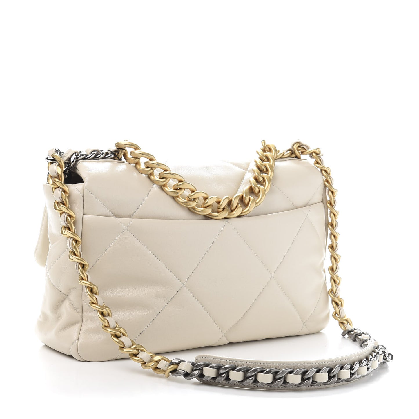 Lambskin Quilted Large 19 Flap Beige
