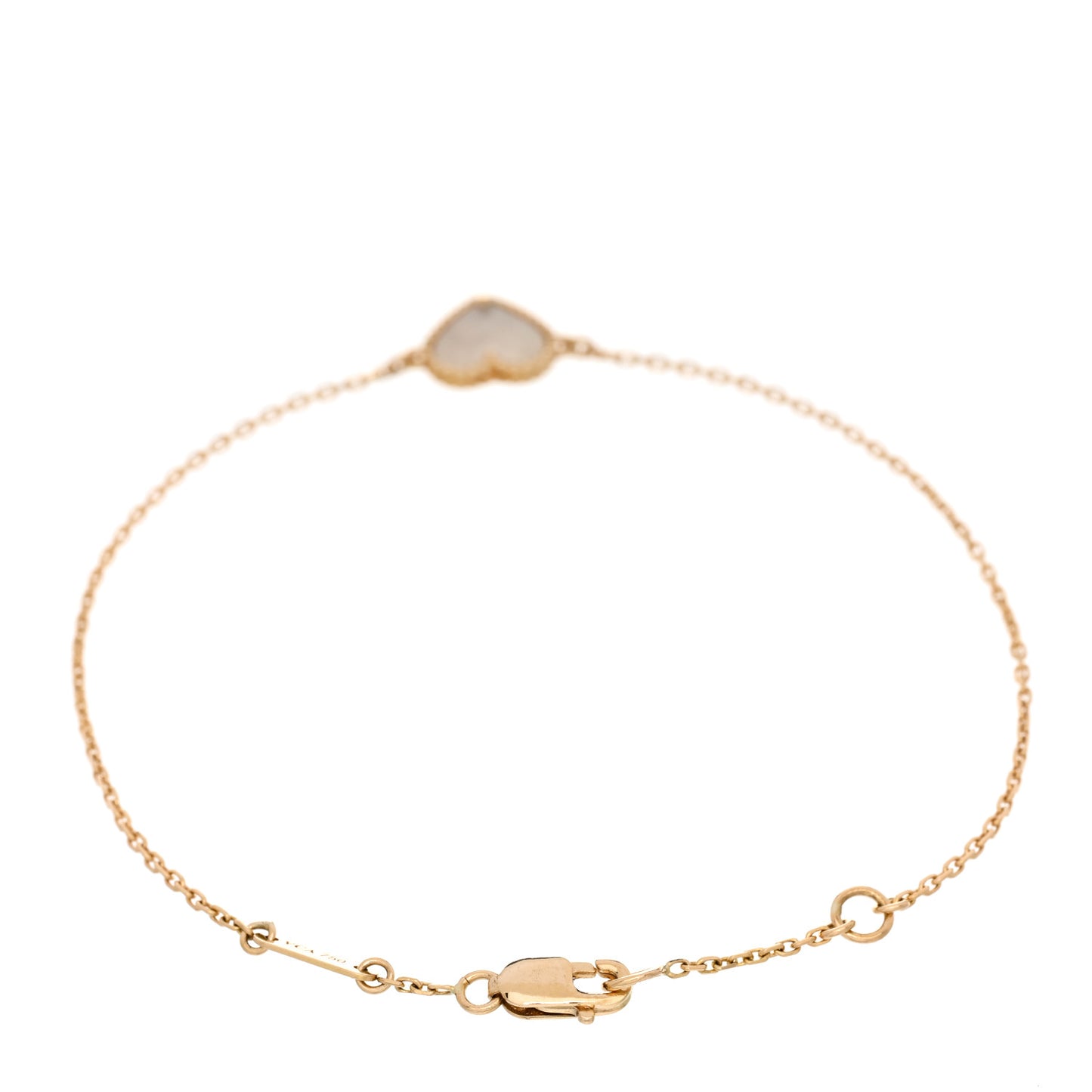 18K Yellow Gold Mother Of Pearl Sweet Alhambra Heart Bracelet