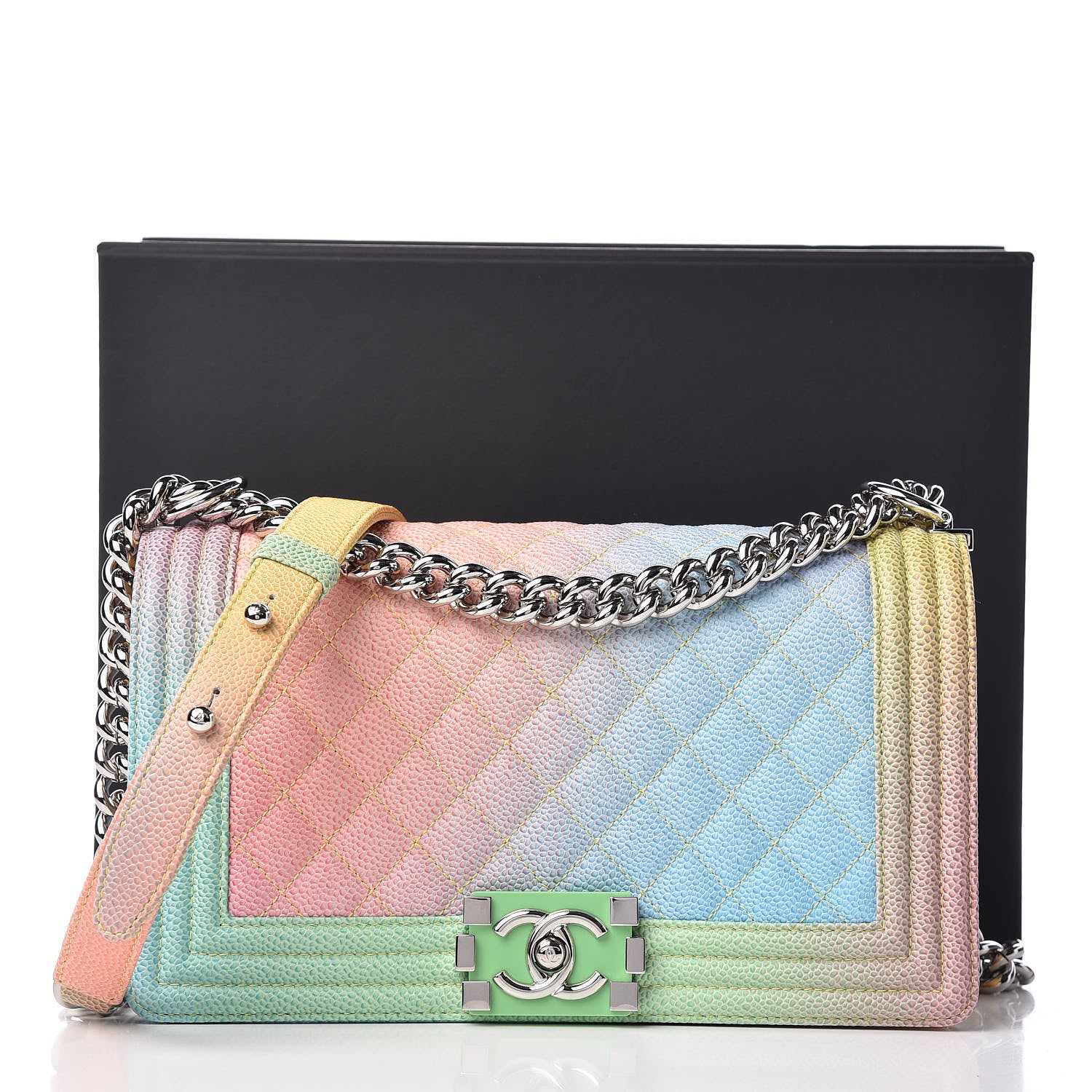 Chanel Caviar Quilted Medium Cuba Rainbow Boy Flap Multicolor 11 of 11