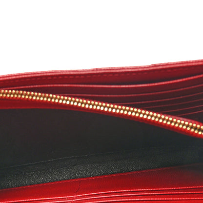 Saint Laurent Grain De Poudre Matelasse Chevron Monogram Chain Wallet Rouge Eros 5 of 9