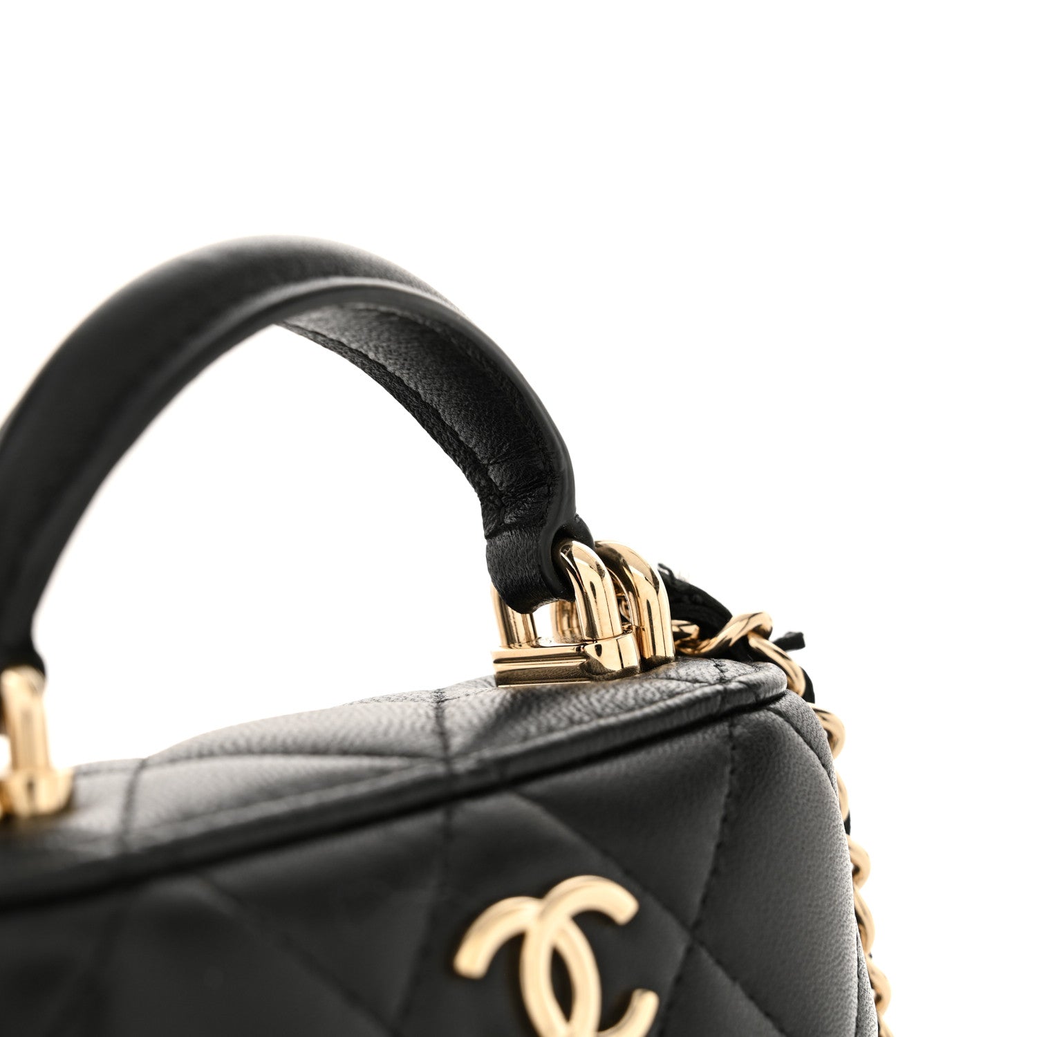 Chanel Lambskin Quilted Top Handle Phone Holder With Chain Black 11 of 11
