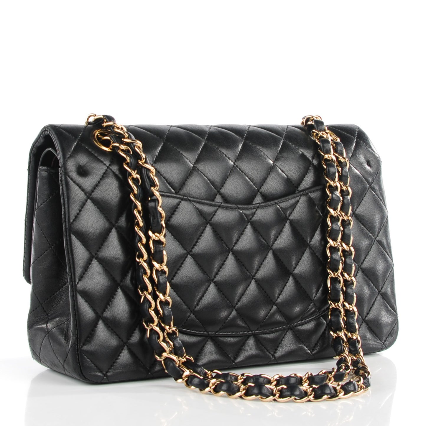 Lambskin Quilted Medium Double Flap Black