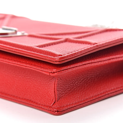 Christian Dior Grained Calfskin Diorama Wallet on Chain Pouch Rouge Vif 8 of 9