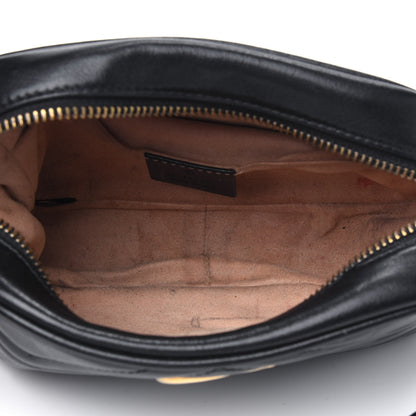 Gucci Calfskin Matelasse Mini GG Marmont Chain Shoulder Bag Black 3 of 4