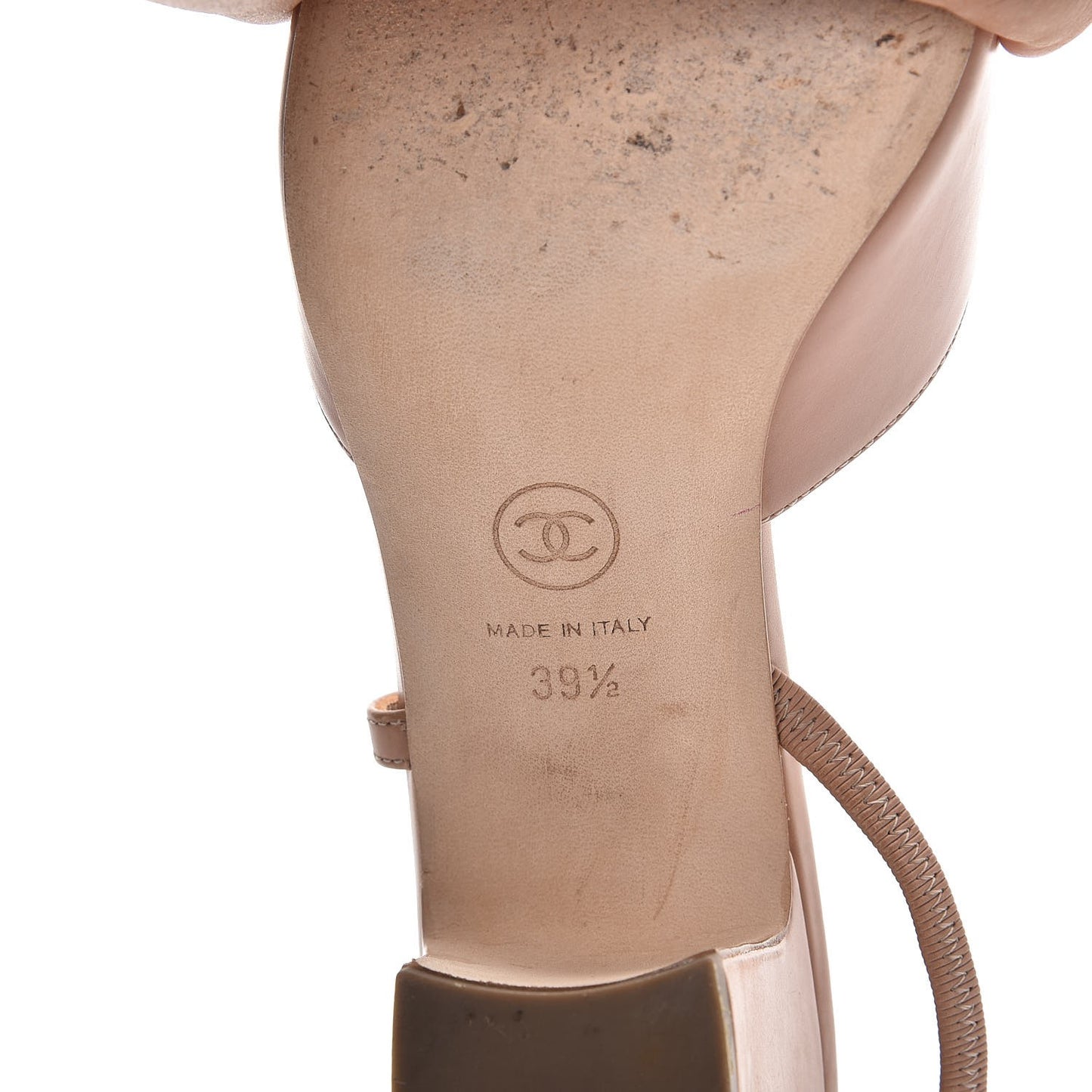 Calfskin Patent Cap Toe CC Slingback Sandals 39.5 Beige Pink