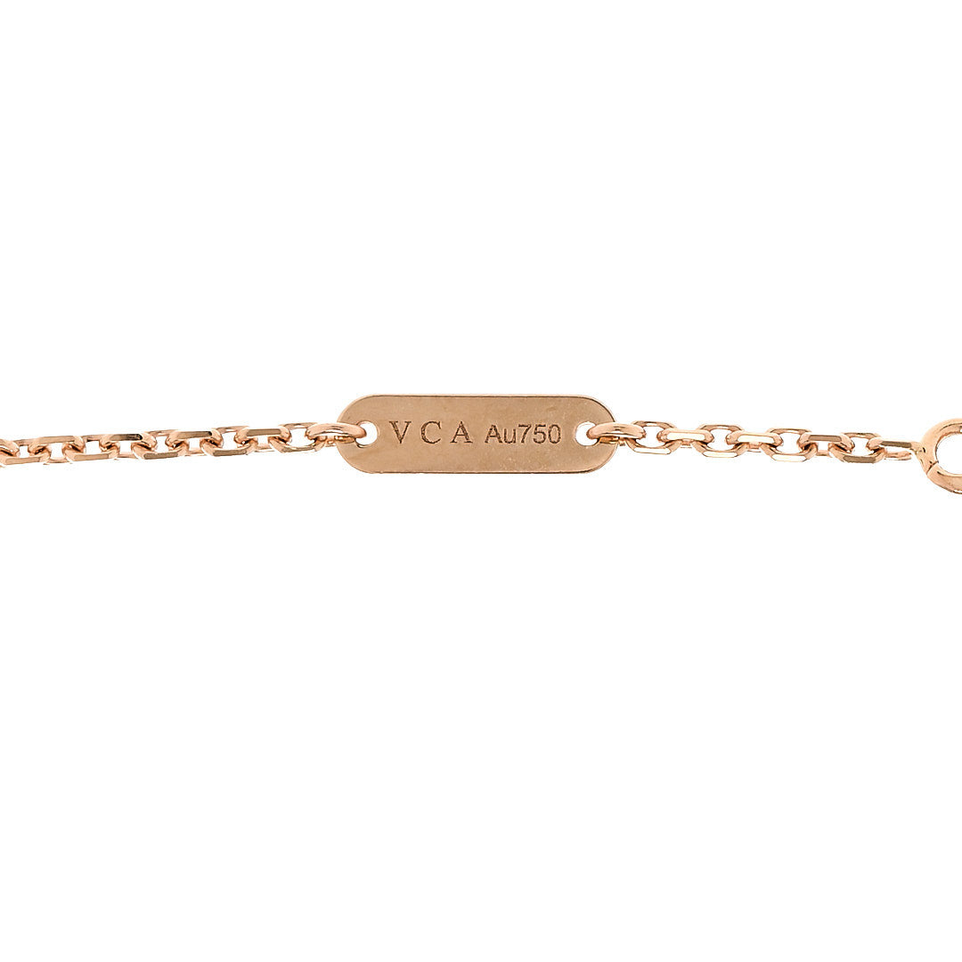 Van Cleef & Arpels 18K Rose Gold Diamond Pink Porcelain Vintage Alhambra Pendant Necklace 5 of 6