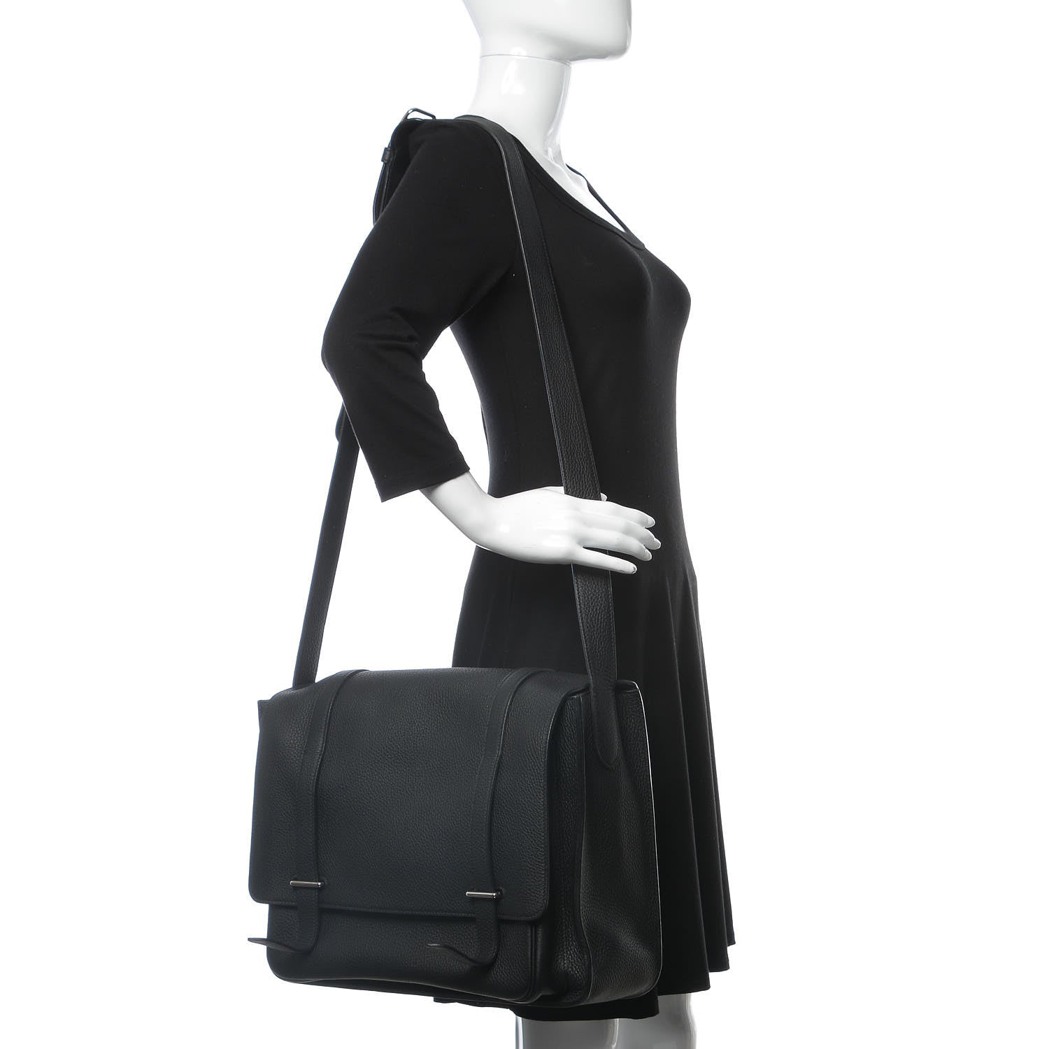 Hermes Taurillon Clemence Steve Messenger 37 Black 2 of 11